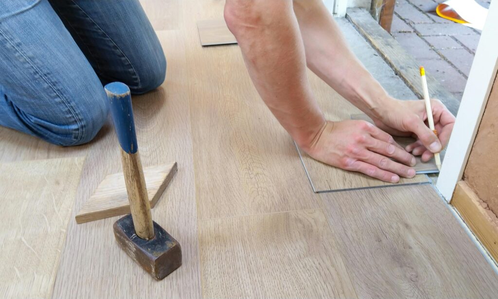 measuring the wooden floor
