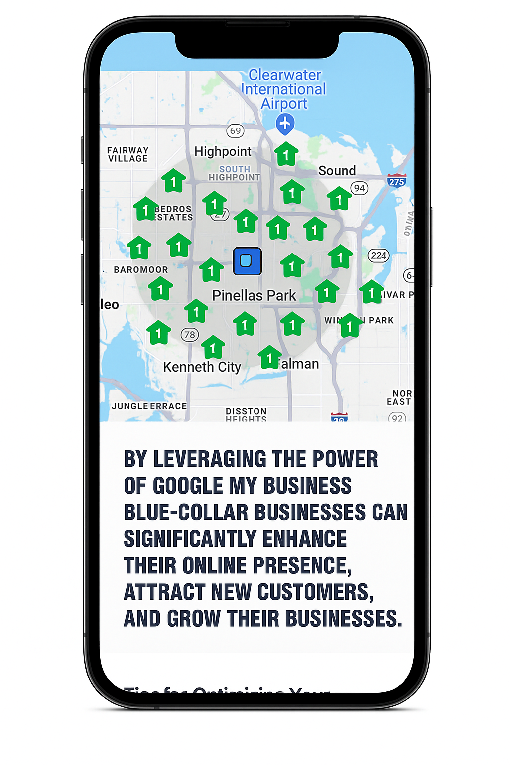 Phone mockup showing Google My Business
